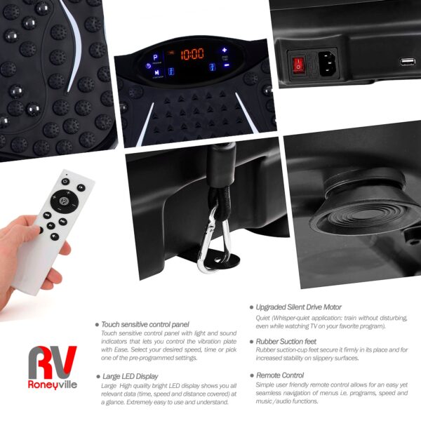 8-in-1 Ultra Compact Thin Vibration Power Plate with USB Music Player, Magnotherapy & 299 Speed - Image 5